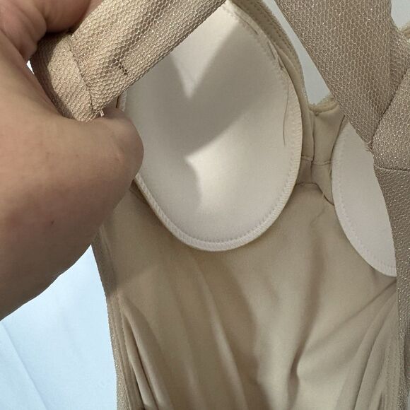 Blondie Nites Prom Formal Dress Nude Tulle Glitter Backless Mermaid Bodycon Sz 3 - Picture 10 of 12